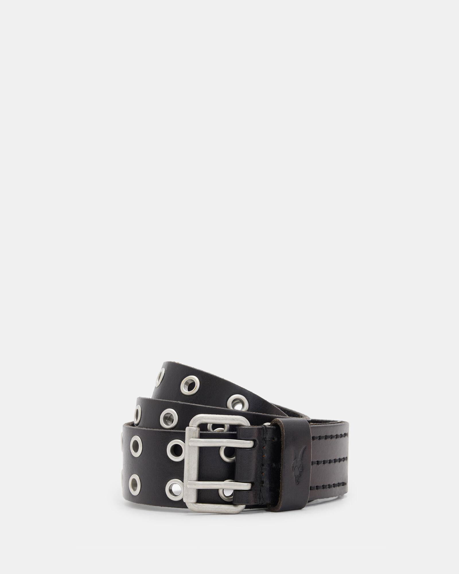 AllSaints 42mm Eyelet Grommet Belt with Silver Hardware - Size L AllSaints Black Leather Eyelet Grommet Belt Size S/M NWT  main image 4