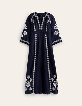una linen embroidered dress boden Buy Boden Blue Una Embroidered Dress from the Next UK online shop