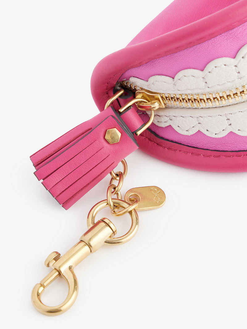 ANYA HINDMARCH Teeth Graphic-Design Faille Pouch in MAGENTA | endource 