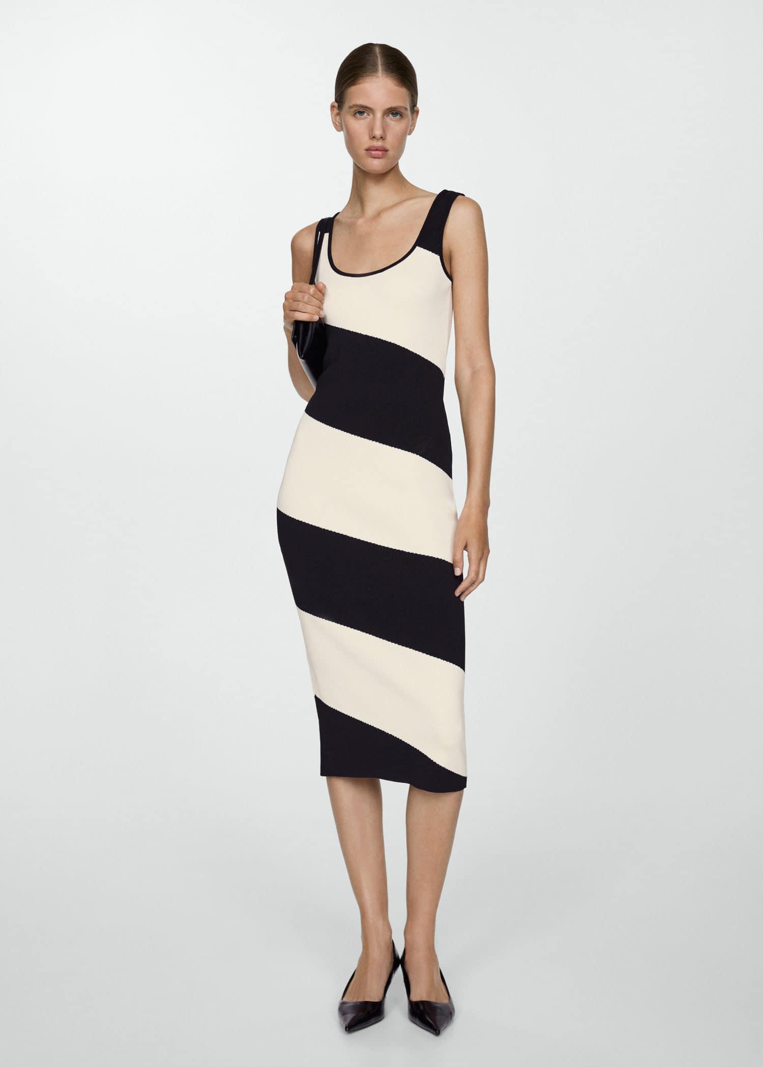 knee length dresses for ladies Aviva Smocked Midi Dress - Mango Stripe main image 1