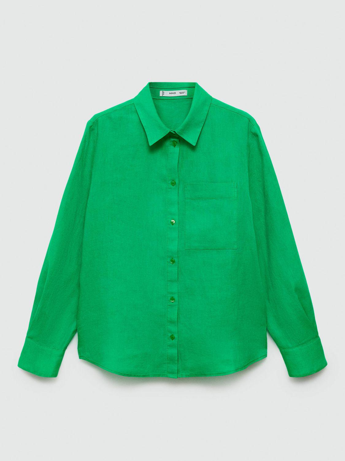 MANGO Linen Shirt in Bright Green | endource