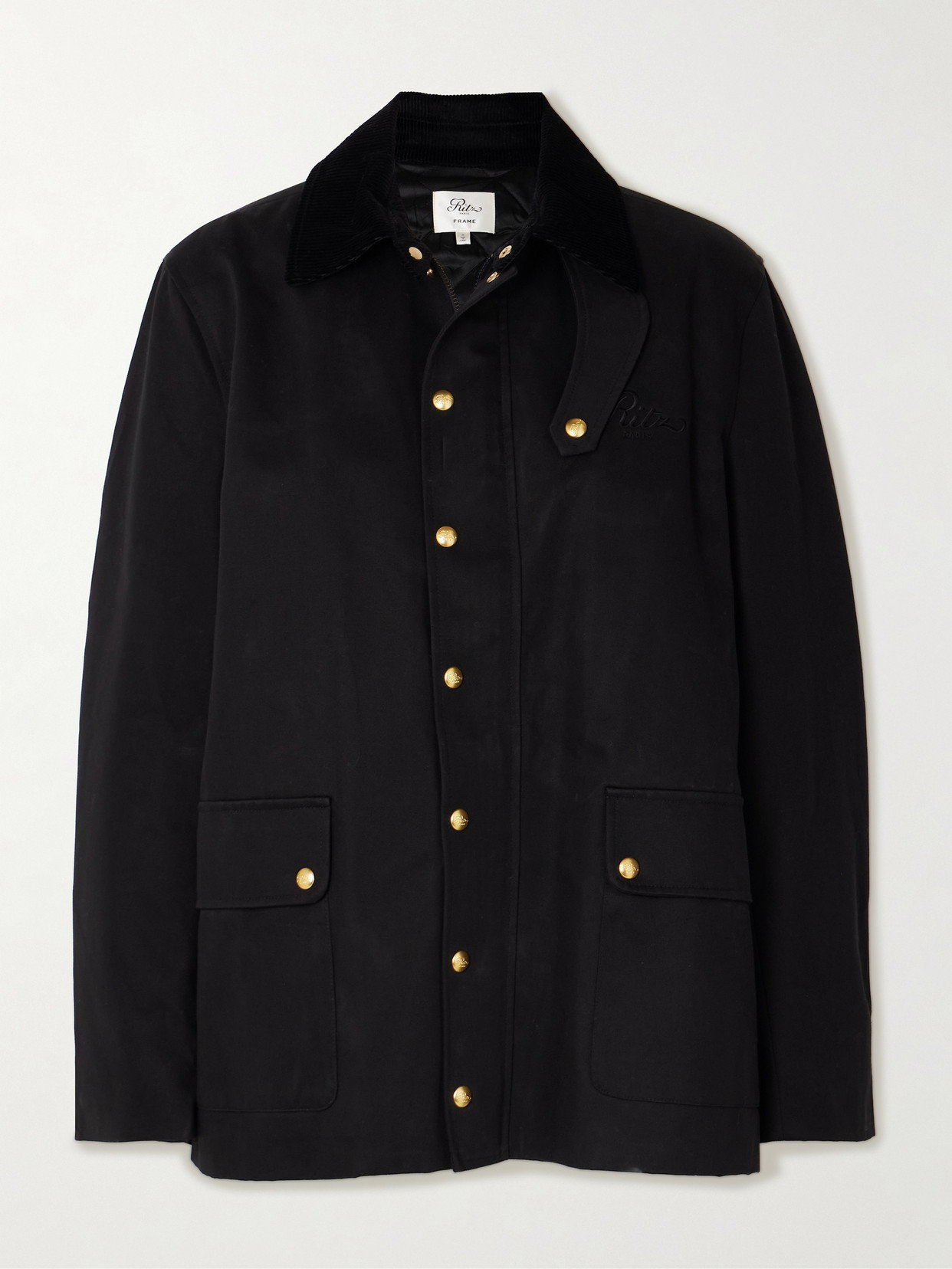 FRAME FRAME x Ritz Paris - Corduroy-Trimmed Embroidered Cotton-Twill ...