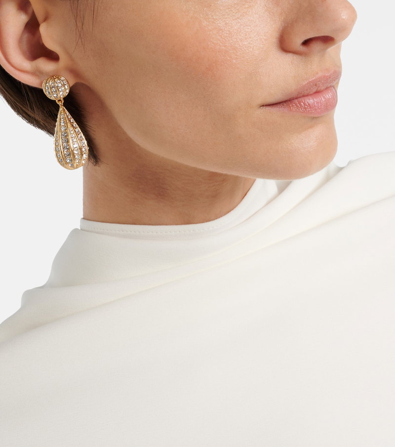 Valentino gold-tone drop earrings with crystal accents.