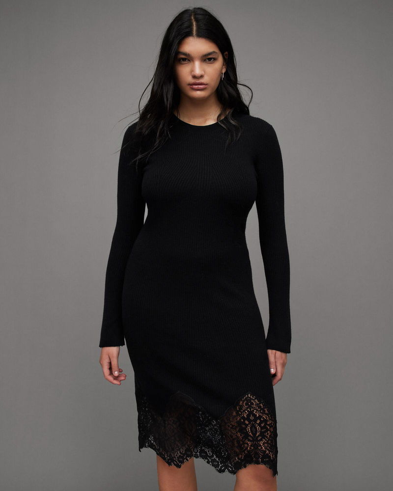 ALLSAINTS Milly Wool Cashmere Mix Lace Mini Dress endource