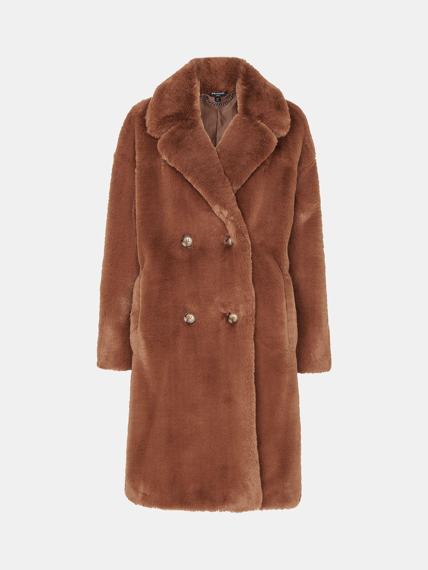 Mini Charlotte white pearl trim faux fur coat
