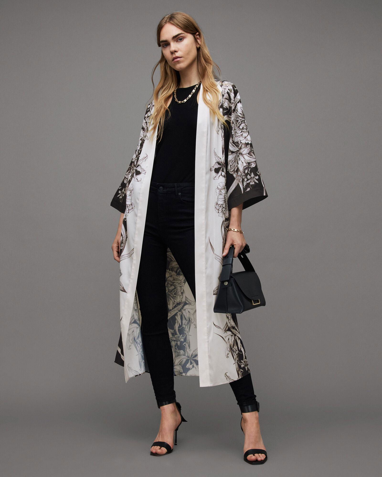 Stunning AllSaints kady kimono in black with tie belt UK m SSOO2