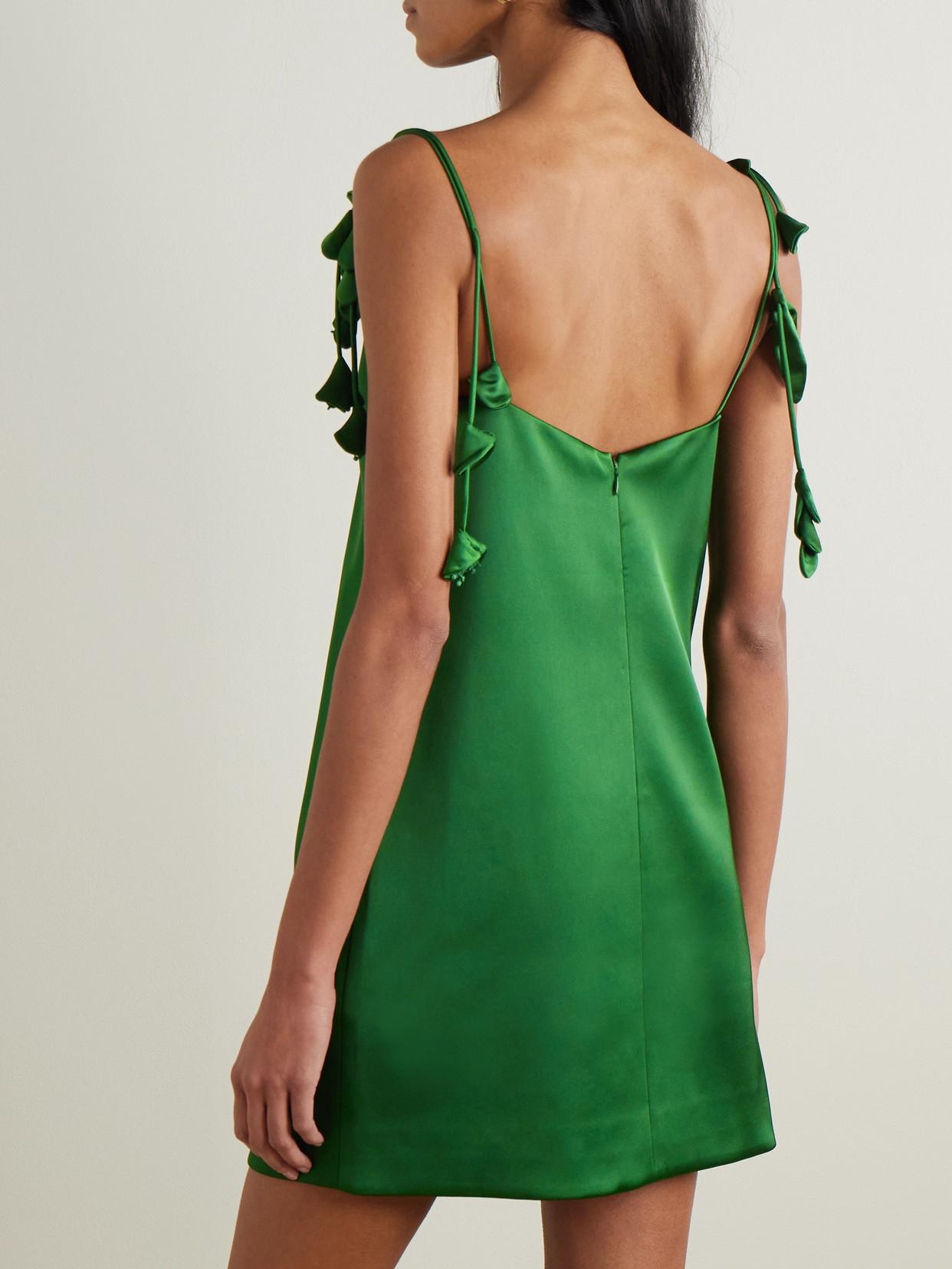 self portrait green satin dress Self-Portrait Draped satin midi dress Self-Portrait