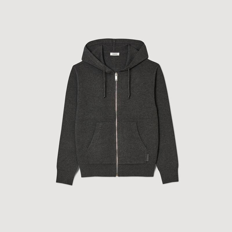 Dark grey zip-up hooded sweatshirt by SANDRO
