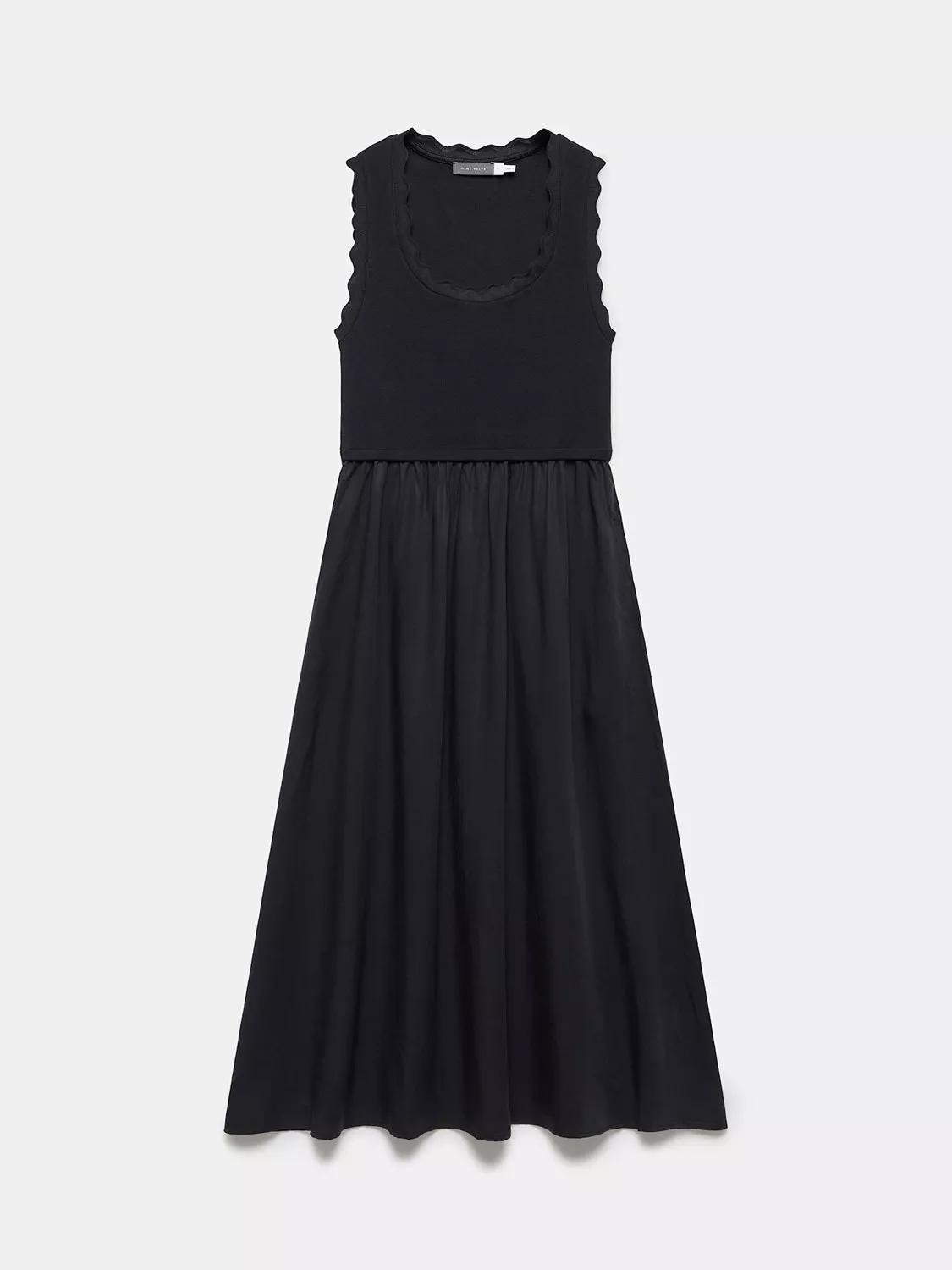 Floral Contrast Scallop Trim Sleeveless Midi Dress main image 1