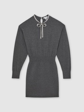 knitted flared dress Self-Portrait - White Pointelle Knit Flared Mini Dress