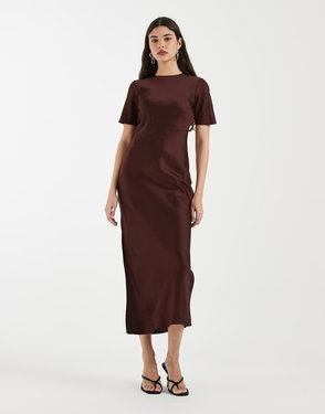skims brown tube dress Derenelle Dress (Beige) – DoubleWoot