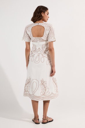 KAREN MILLEN Embroidered Cornelli Tape Woven Dress