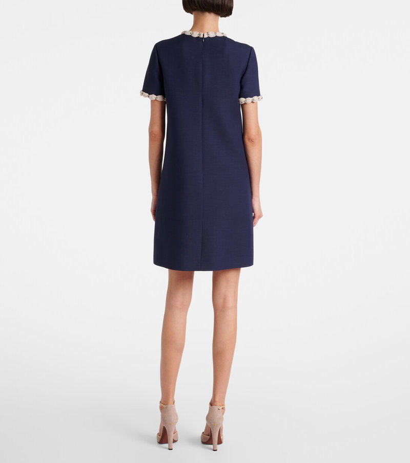 Navy dress with pearl trim