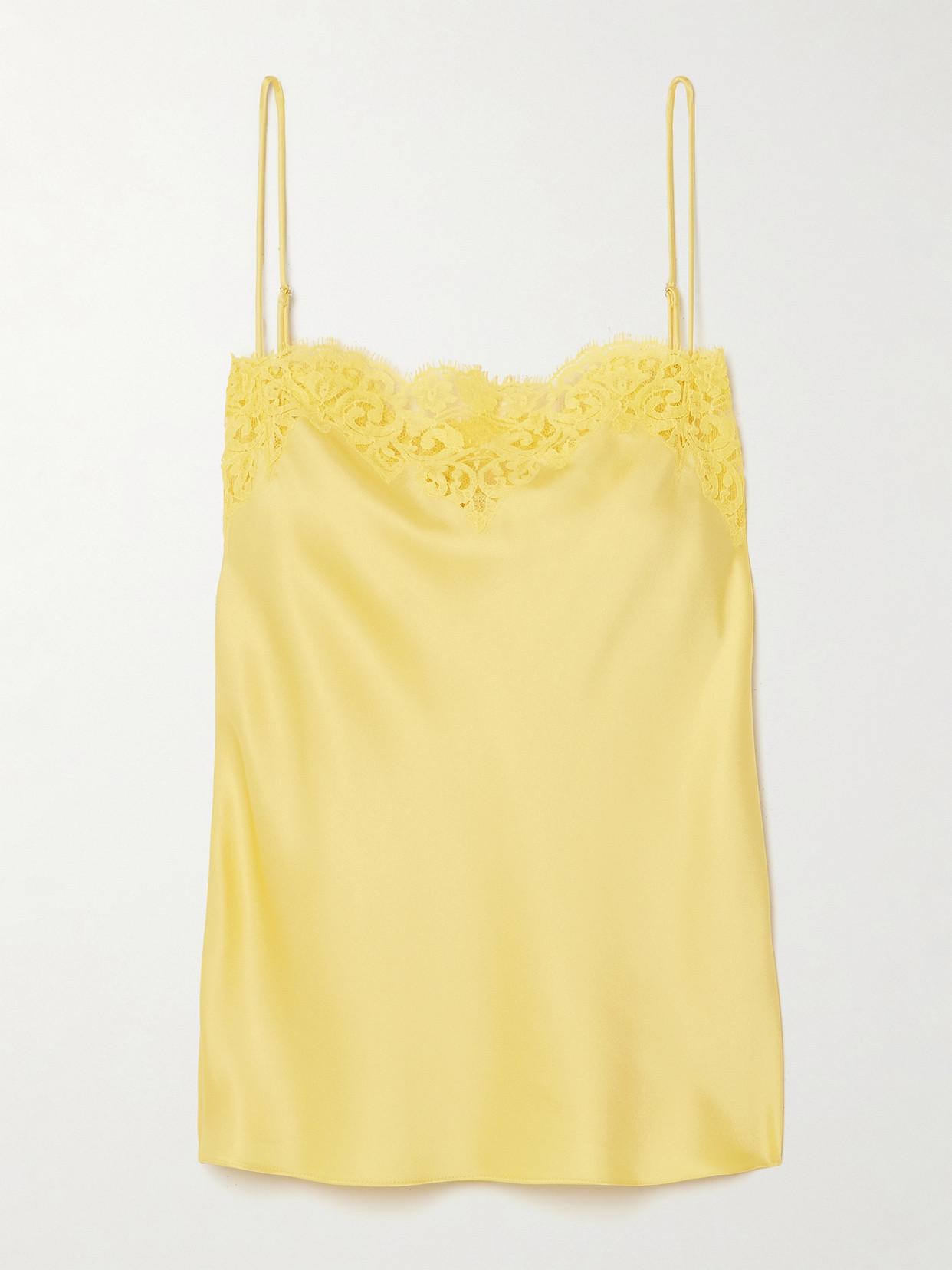 STELLA MCCARTNEY Iconic Lace-Trimmed Satin Camisole in Yellow | endource