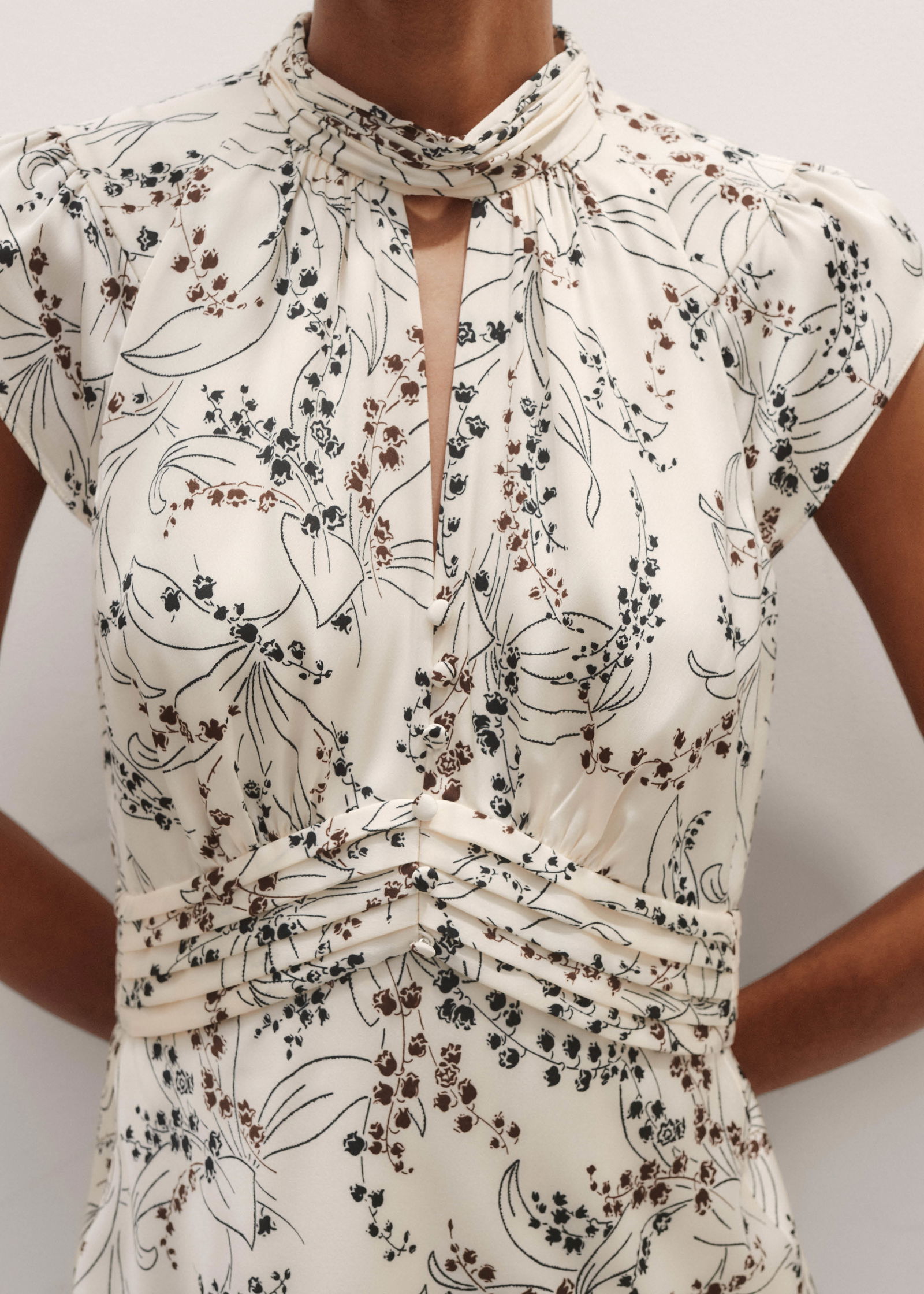 ME+EM Lily Of The Valley Print Midi Tea Dress | endource