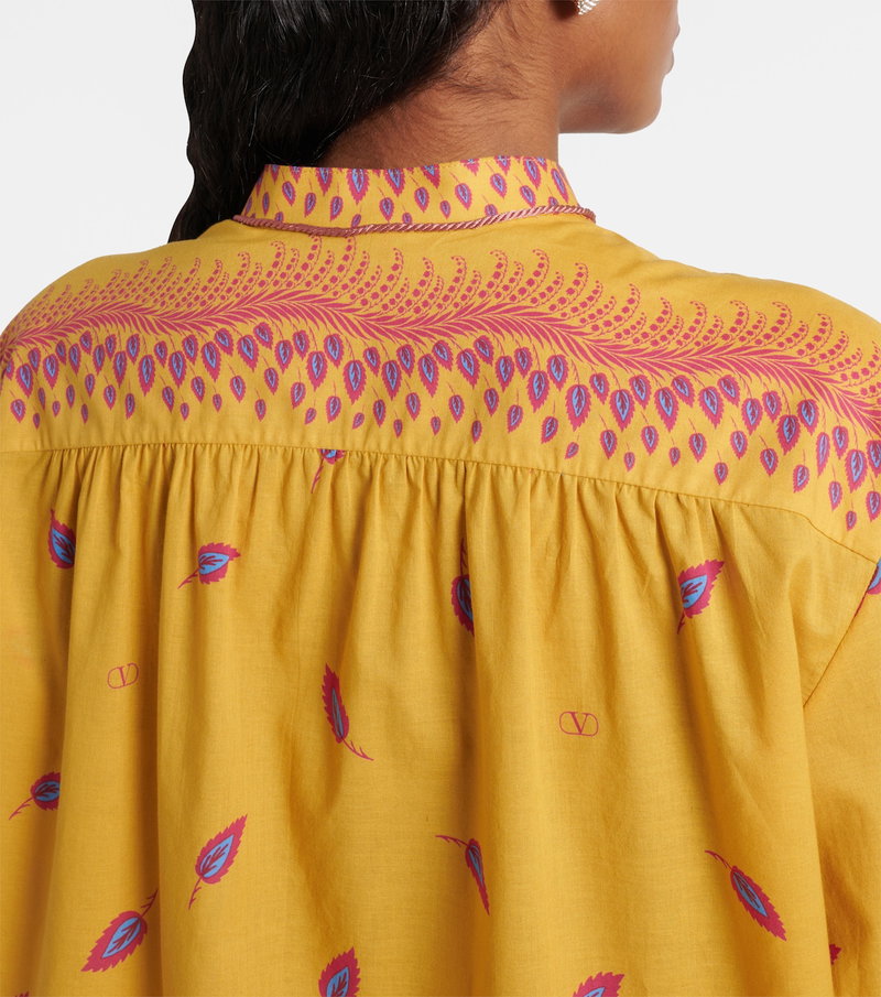 Valentino yellow shirt with embroidered feather motif