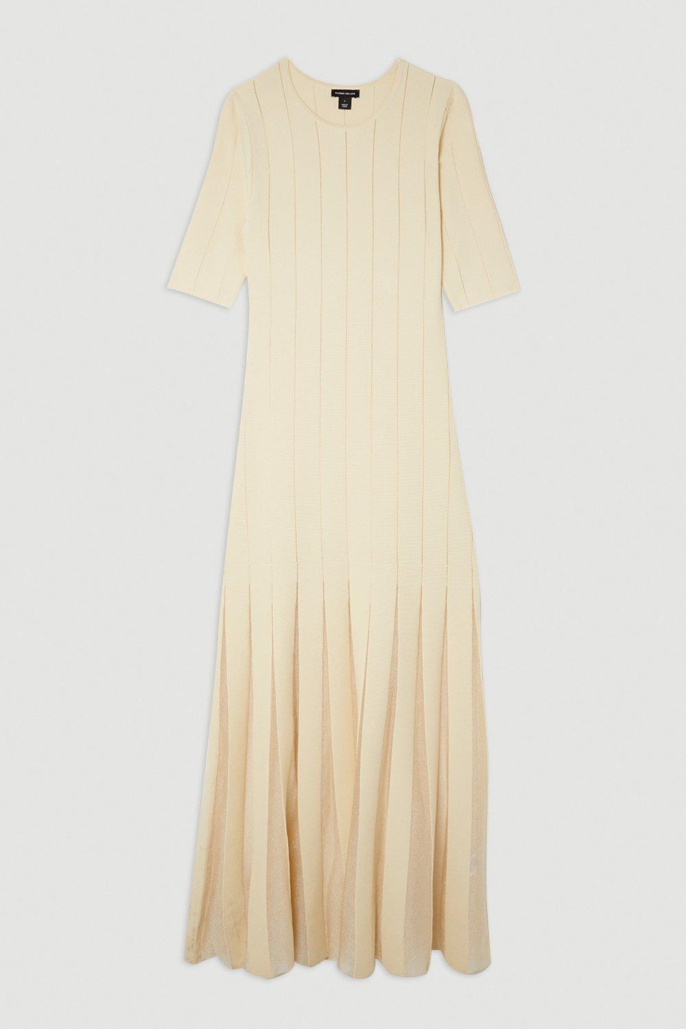 KAREN MILLEN Viscose Blend Filament Full Skirt Knit Midi Dress | endource