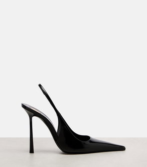 Black Saint Laurent pointed-toe slingback pump