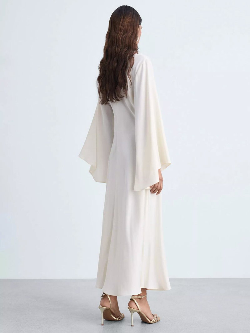 MANGO Maria Flared Sleeve Satin Dress | endource
