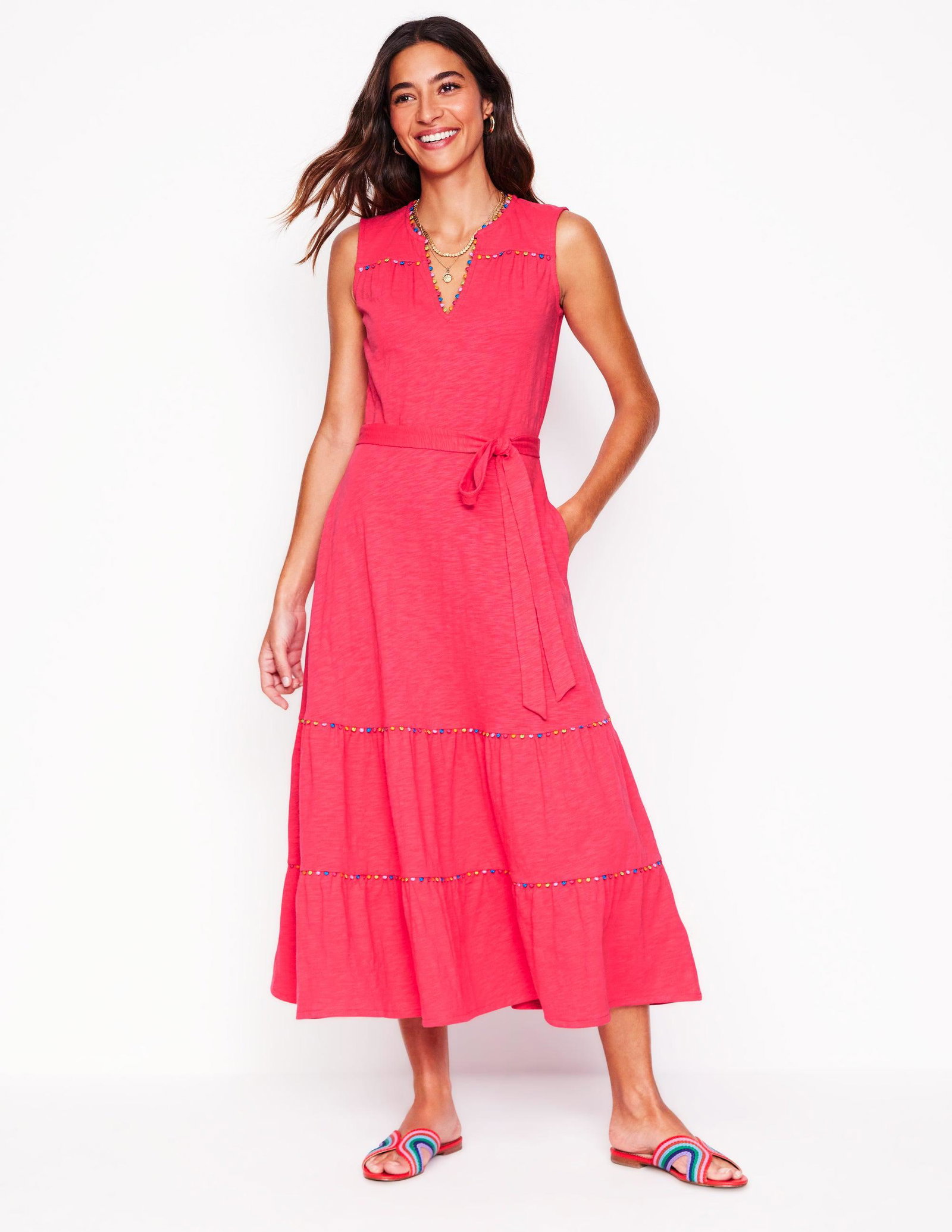 tara trim tiered jersey dress BODEN Tara Trim Tiered Jersey Dress