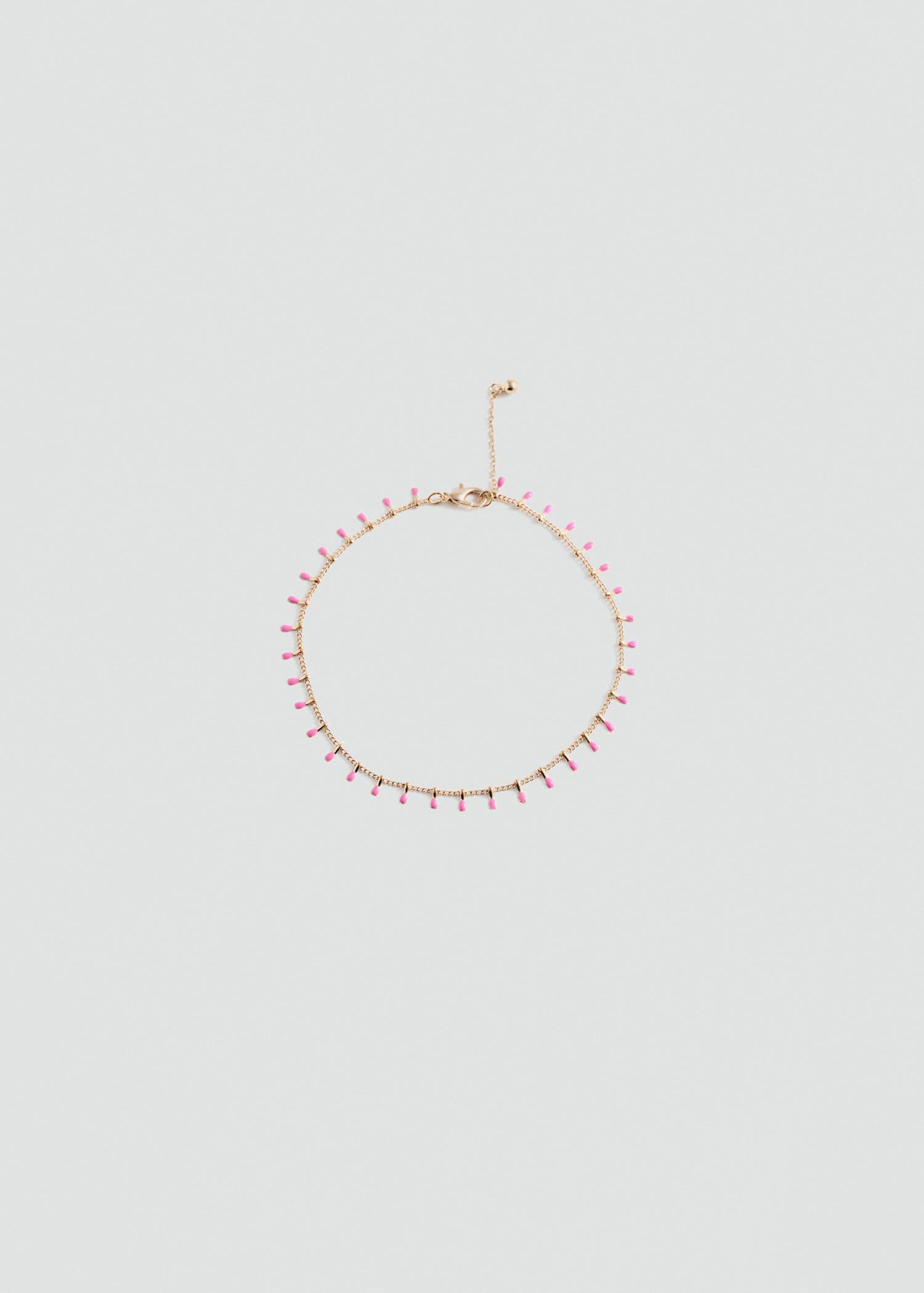 MANGO Beaded Chain Bracelet in Pink | Endource