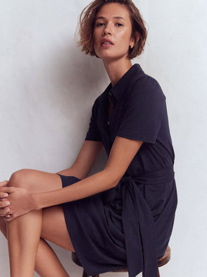 BODEN Edwina Jersey Shirt Dress-Navy | endource