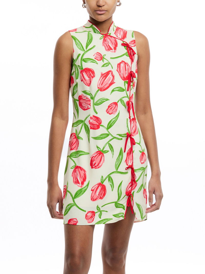 den aubrey linen mini dress Den - Aubrey polka-dot silk-blend mini dress