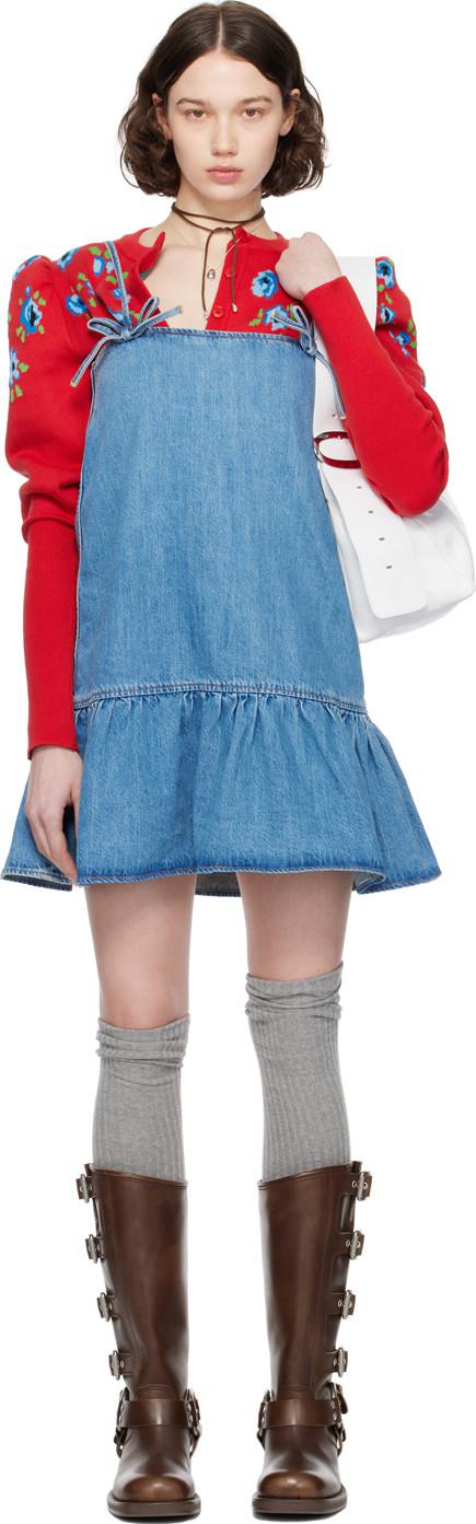 GANNI Bows Denim Minidress | endource