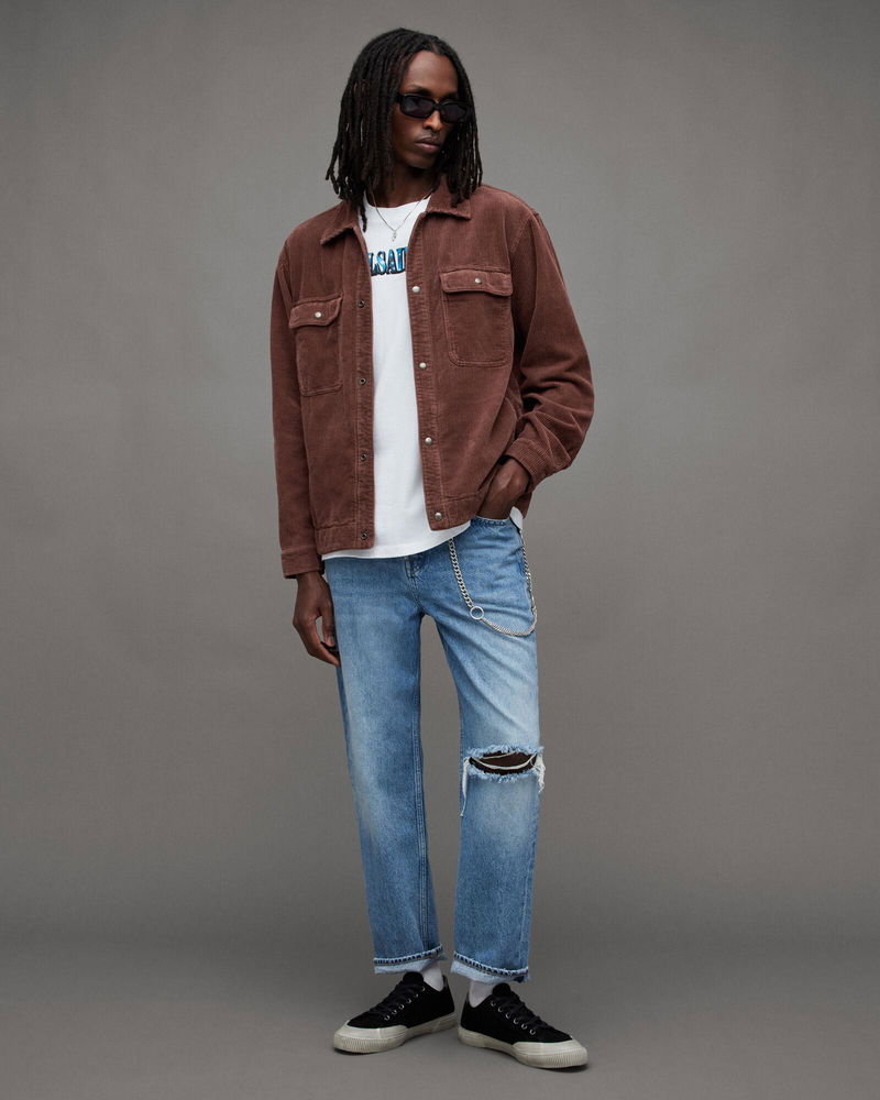 ALLSAINTS Castleford Corduroy Relaxed Overshirt in Warm Red | Endource