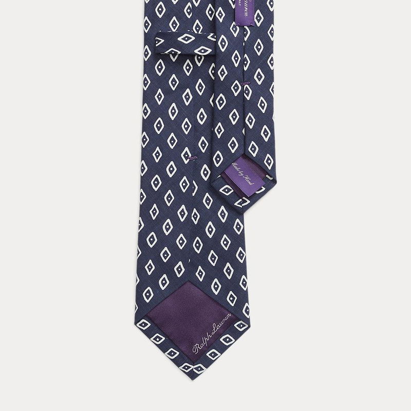 RALPH LAUREN PURPLE LABEL Diamond-Print Linen-Silk Tie endource