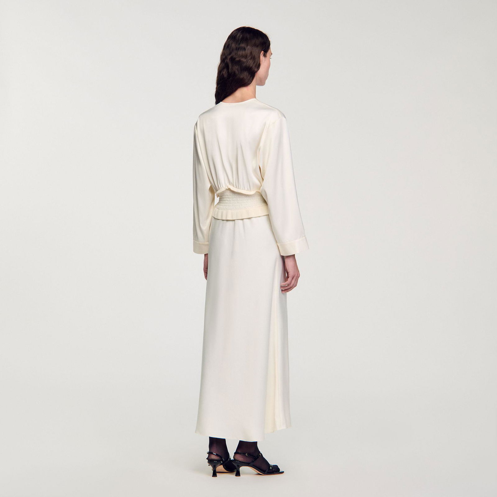 sandro draped satin effect dress Satin Sandro Robe Soiree Sandro Paris Robe Sandro Verte Draped Satin-effect Dress Green For