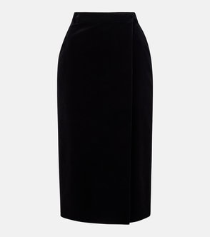 Black velvet wrap skirt