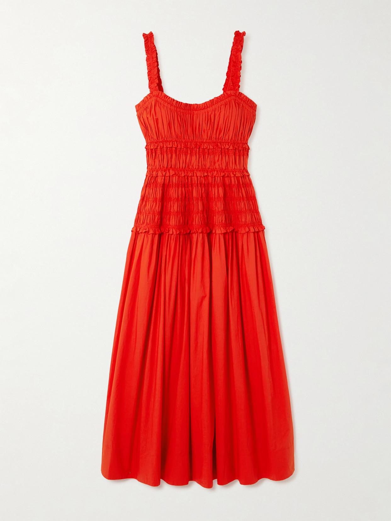 doen marianne dress DEN Red Organic Cotton Midi with over 80% of its garments produced in a woman Doen | Dresses | Doen
