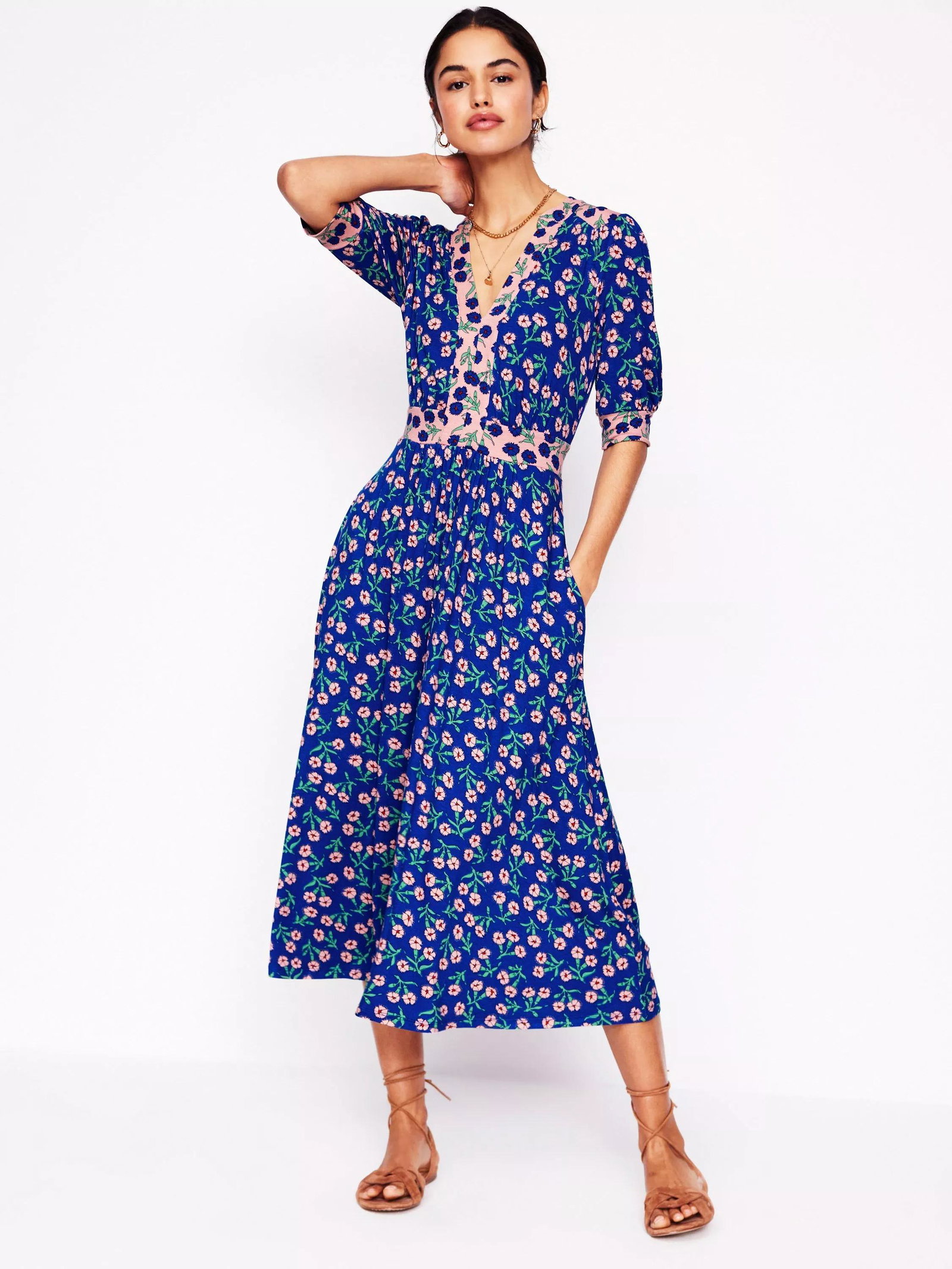 BODEN Lily Floral Jersey Midi Tea Dress | endource BODEN Lily Floral Jersey Midi Tea Dress | endource