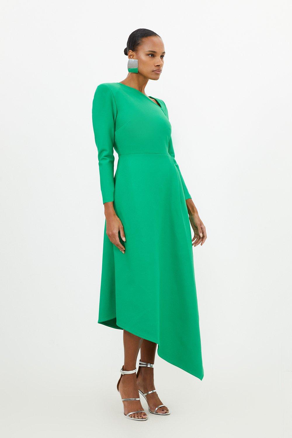 figure form bandage asymmetric strap knit midi dress 70% off KAREN MILLEN Hem The asymmetric neckline and Pink dress with layered mermaid wedding gown Clothing Size:One Size (S to XL)