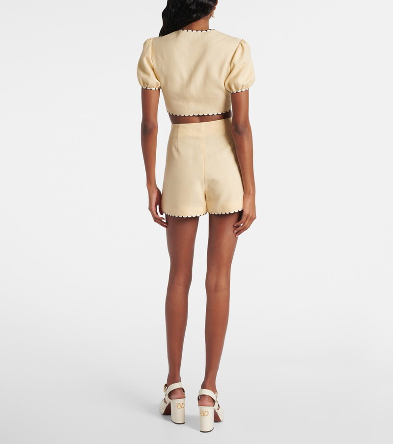 Cream-colored Valentino cropped top and shorts set