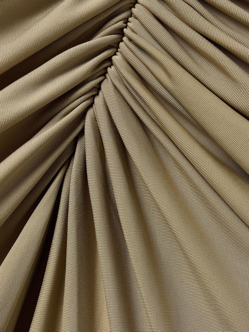 brown pleated maxi dress Stacie Pleated Halter Maxi Dress / Cacao | MESHKI