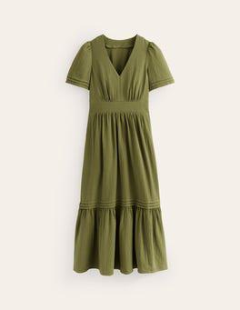 boden eve double cloth midi dress Boden Eve Sleeved Double Cloth Dresseden in Green