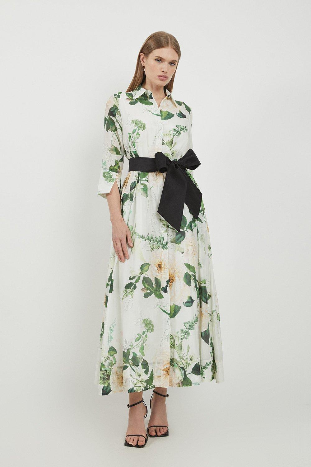 lydia millen shirt dress Short Sleeve Silk Shirt Dress With Belt