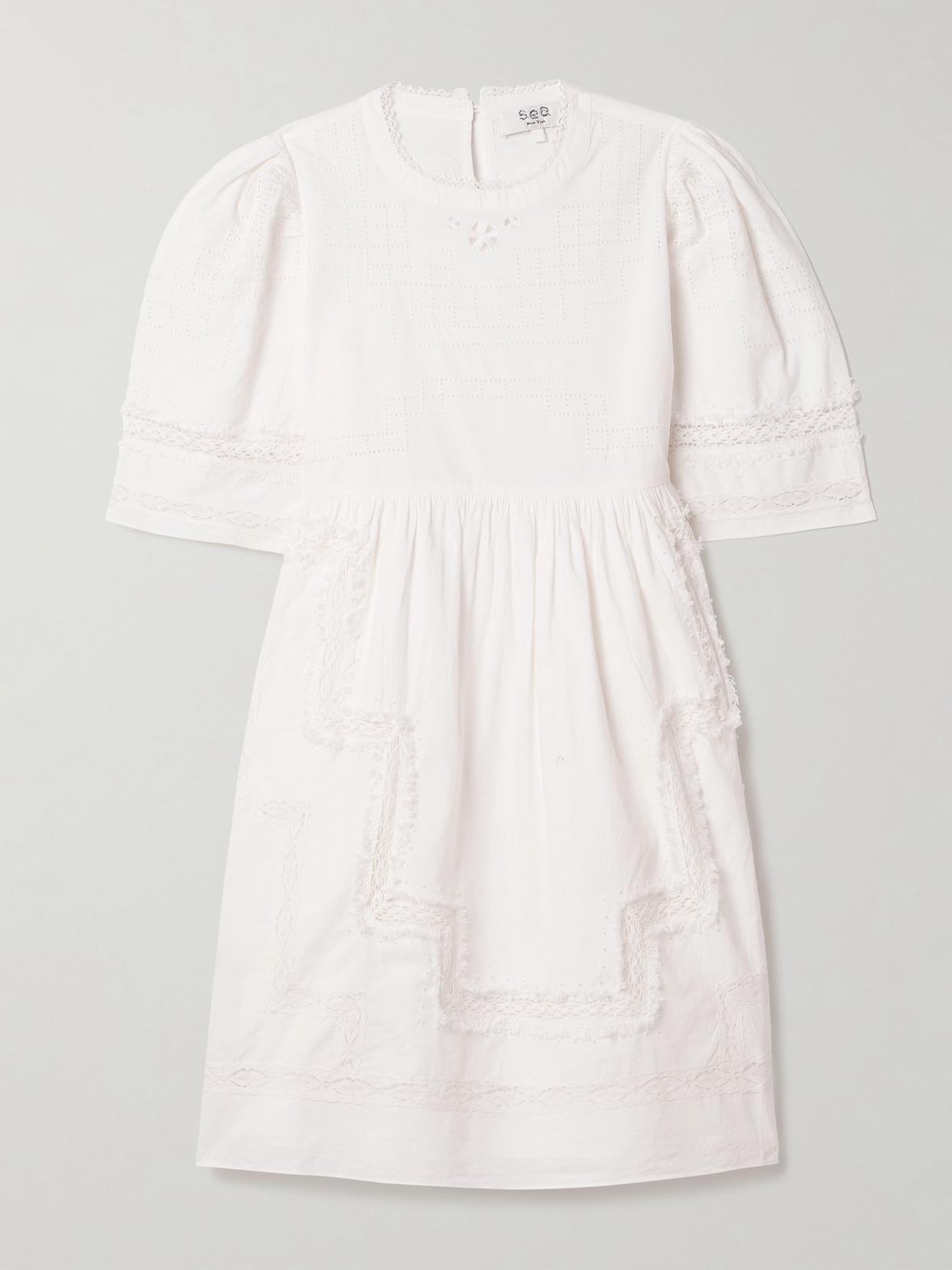 sundance lilith crochet dress SEA Lilith Crochet-Trimmed Cotton-Voile Mini Dress