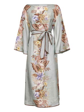 adrianna papell embroidered illusion sheath dress Mila Denim Tencel Daisy Embroidered Midi Dress XS main image 0