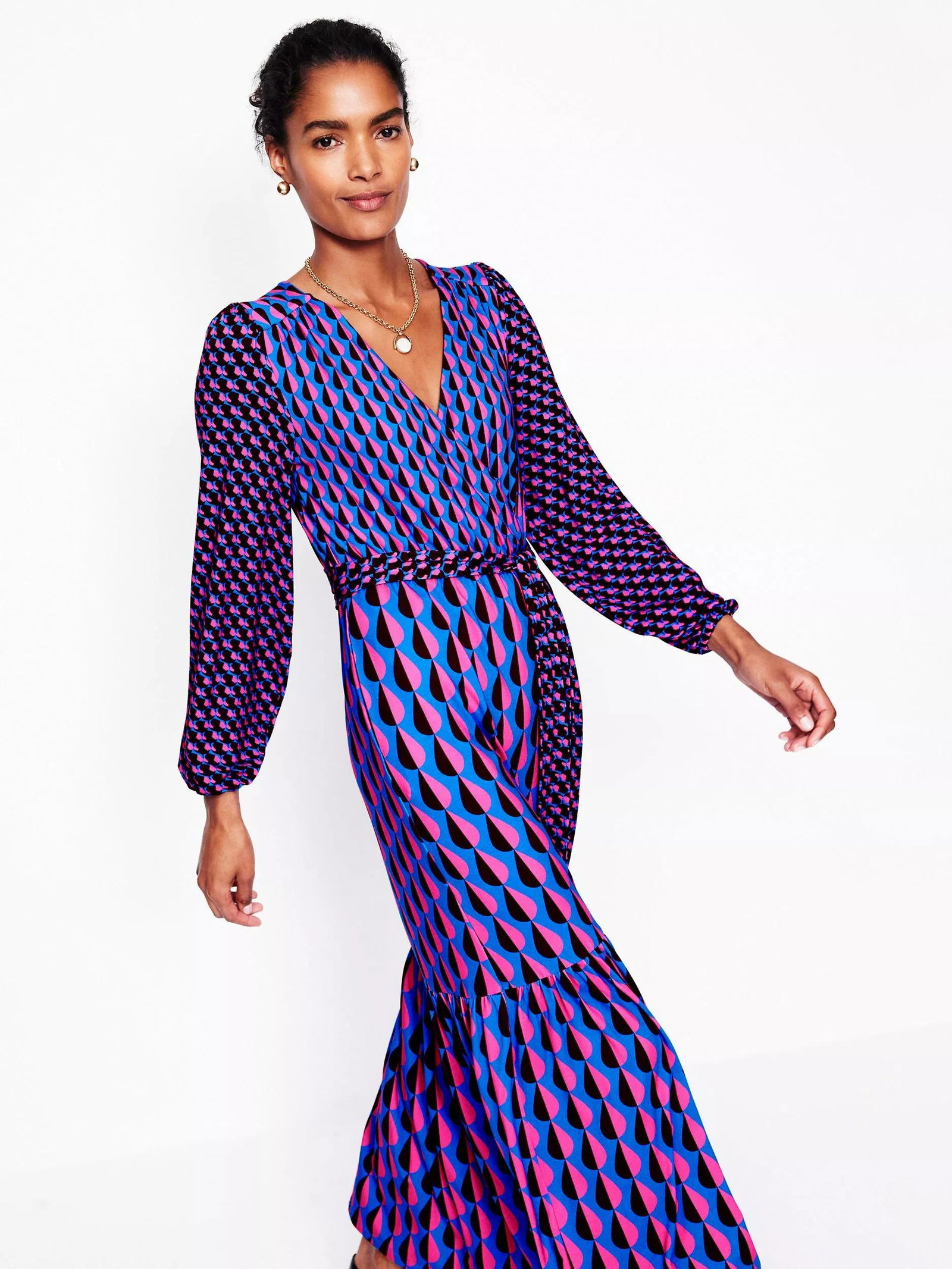 boden wrap dress Women's Honor Column Jersey Midi in Brown The classic straight shape has a fresh twist thanks to a statement side tie Julia Cotton Wrap Midi Dress