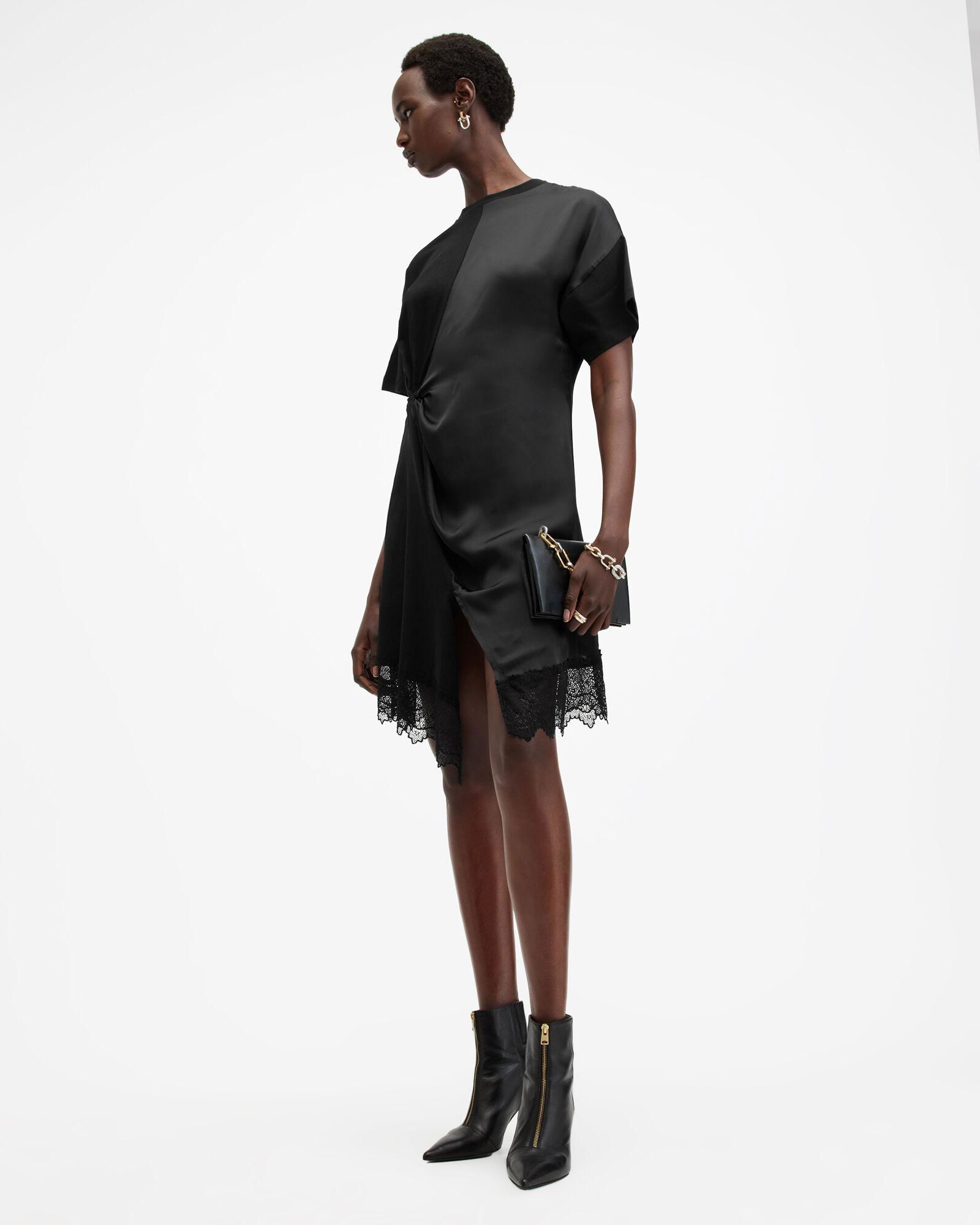 ALLSAINTS Lana Lace Trim Mini T-Shirt Dress | endource