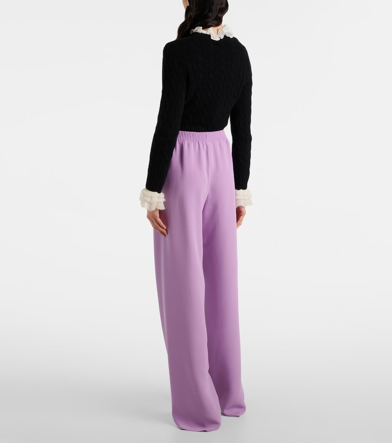Valentino black and lilac knit sweater & wide-leg pants