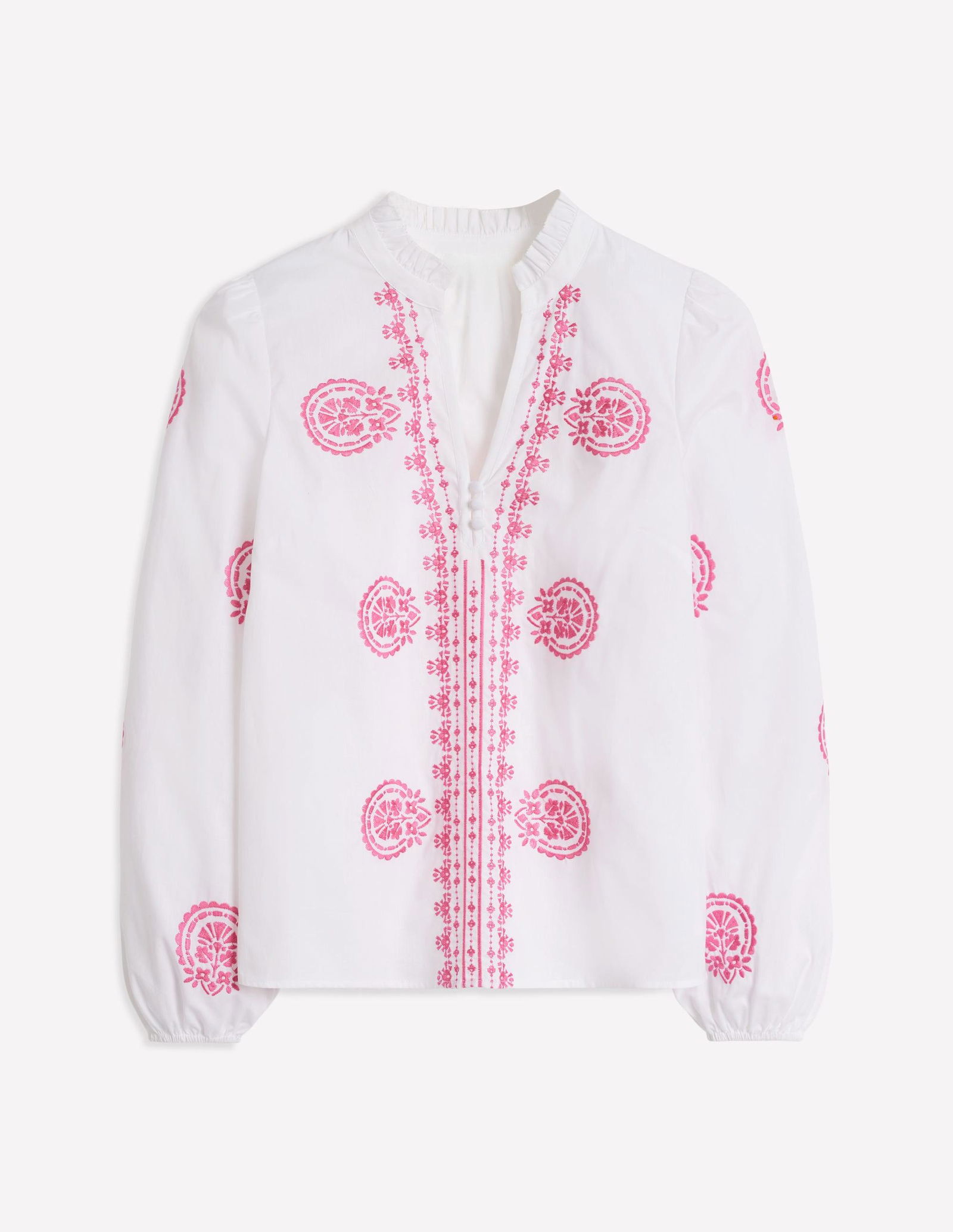 Embroidered cotton blend top