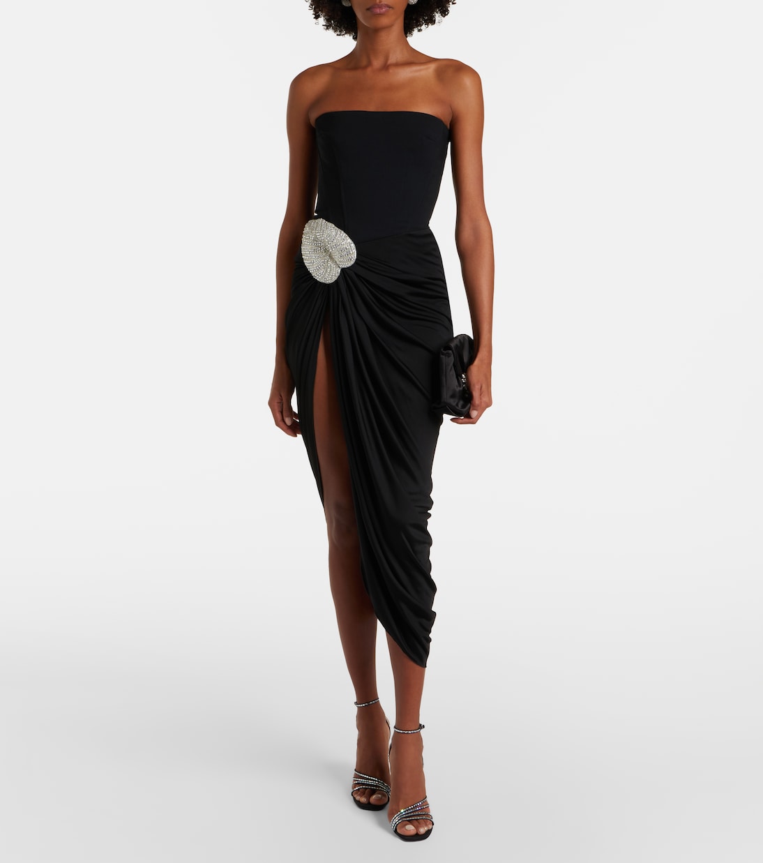 30% off David Koma Embellished Draped Wool-Blend Corset Dress