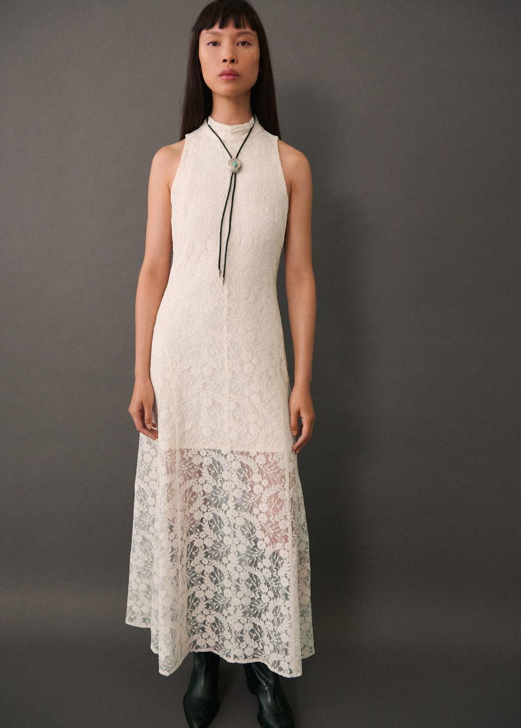 MANGO Lace Detail Gown | endource