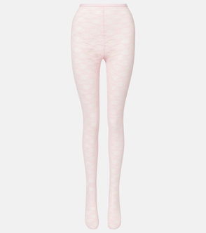 Pink lace-trimmed tights