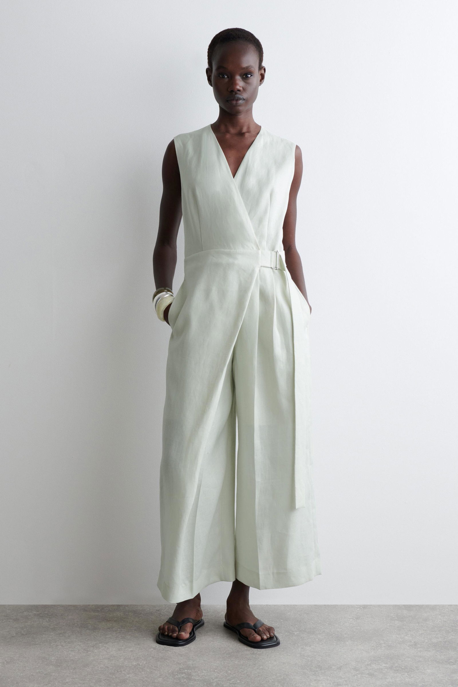 COS Wrap-Front Linen Jumpsuit | endource