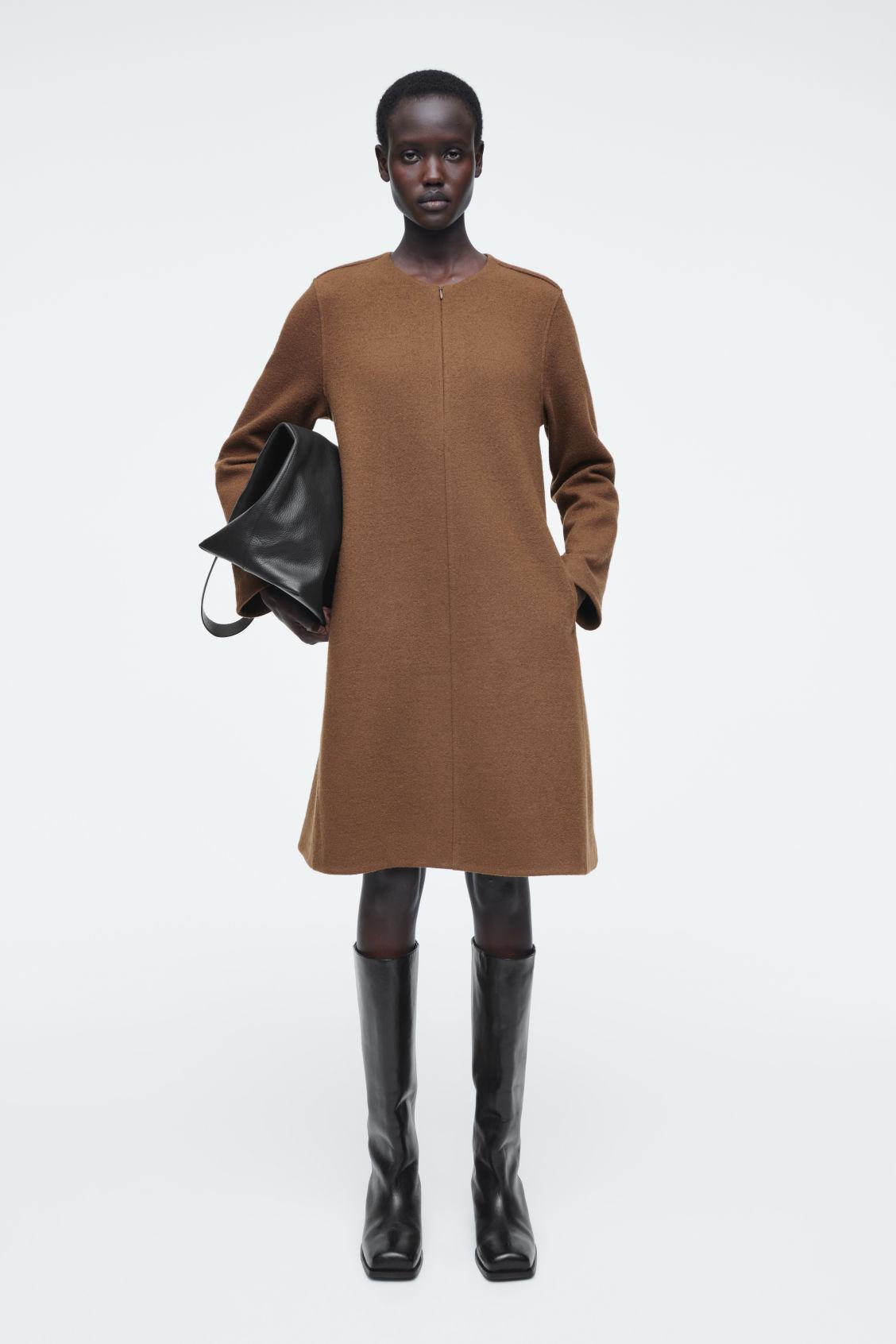 knee length dresses for ladies Calvin Klein Collection Wool A Line Dress Black main image 1